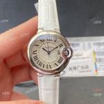 Swiss quartz - TW Cartier Medium Ballon Bleu 33mm Ss White Leather Strap Watch